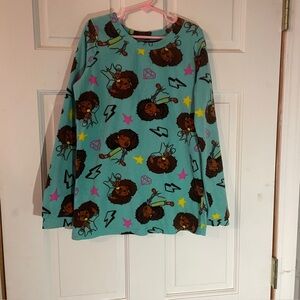 Karma's World Girls Teal Popstar Graphic Pajama Top Shirt Girls size L (10-12)